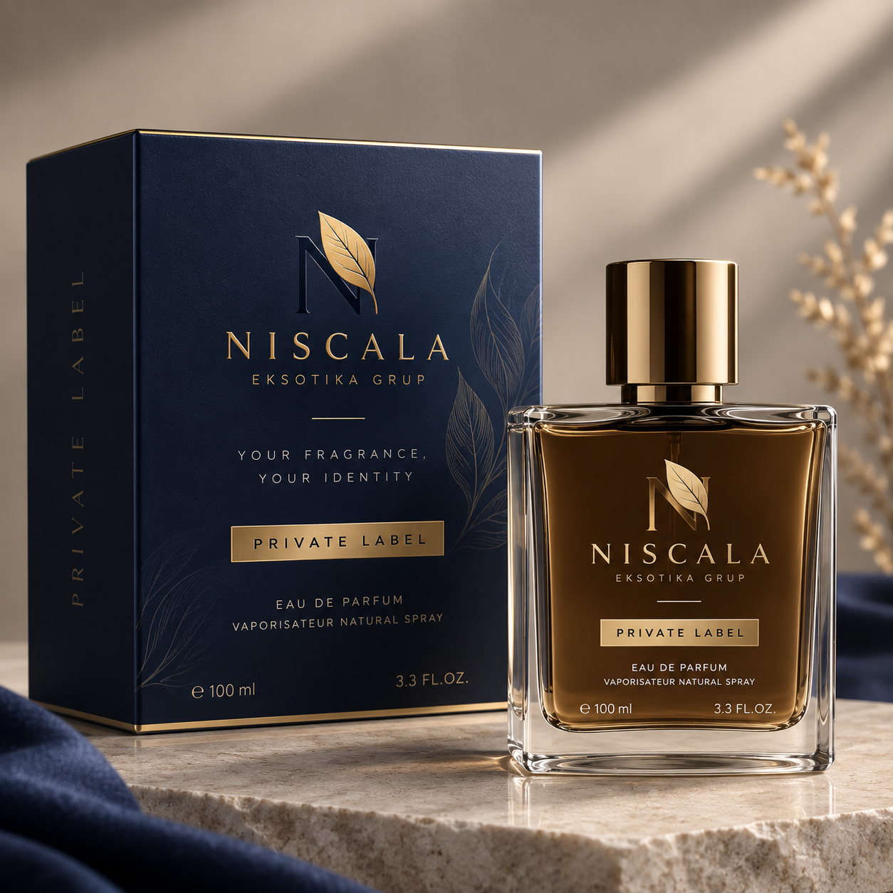 Ilustrasi produk parfum dengan private label