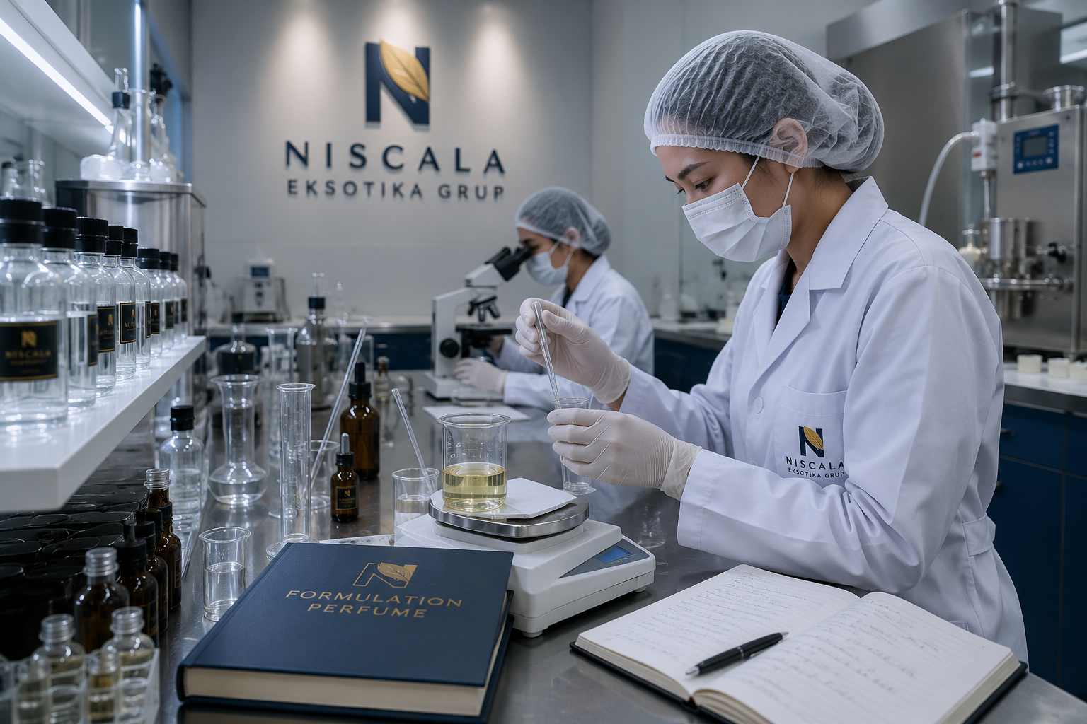 Ilustrasi fasilitas produksi dan formulasi parfum